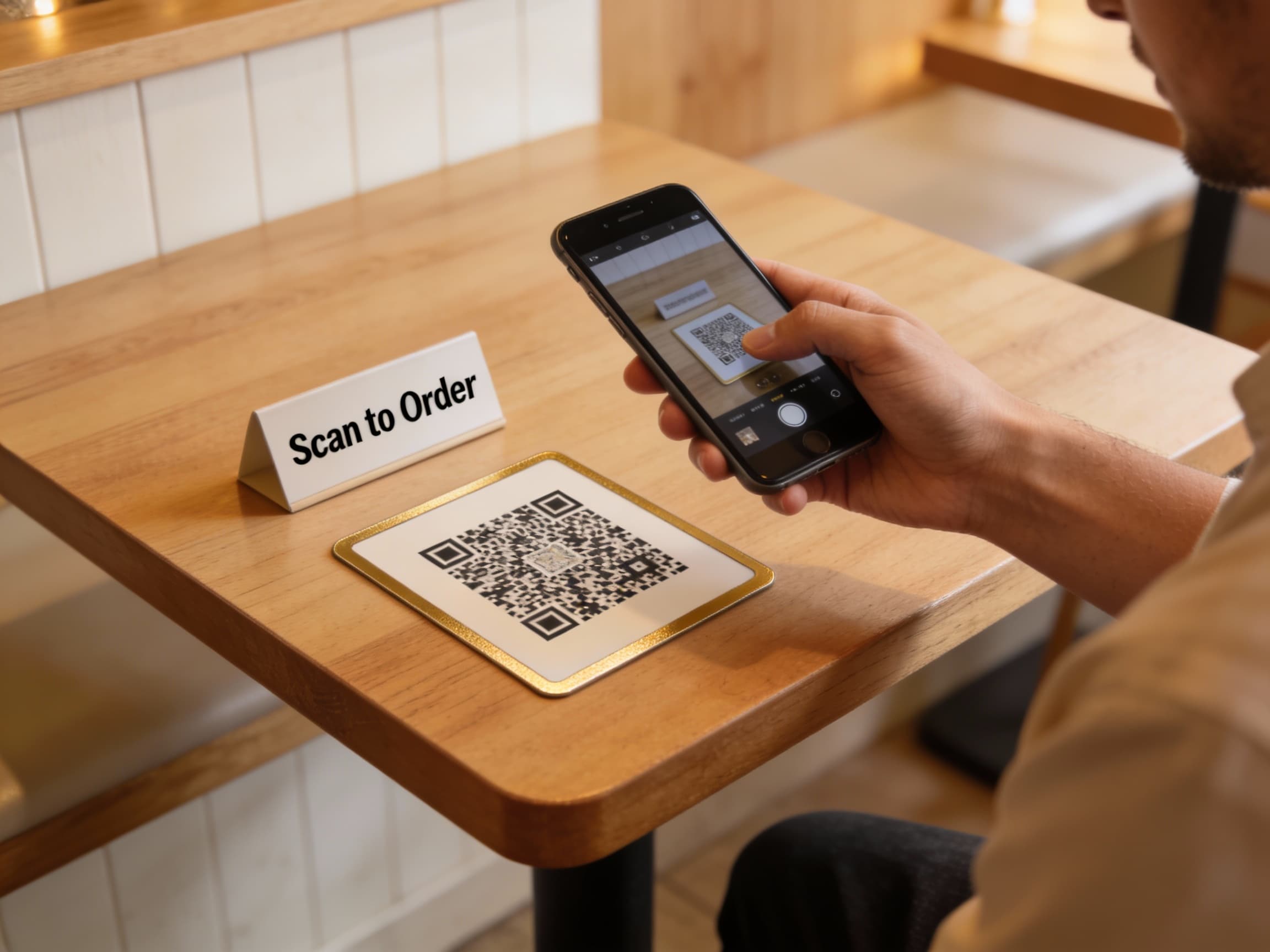 Guest scanning a Tableside QR code to order from their phone