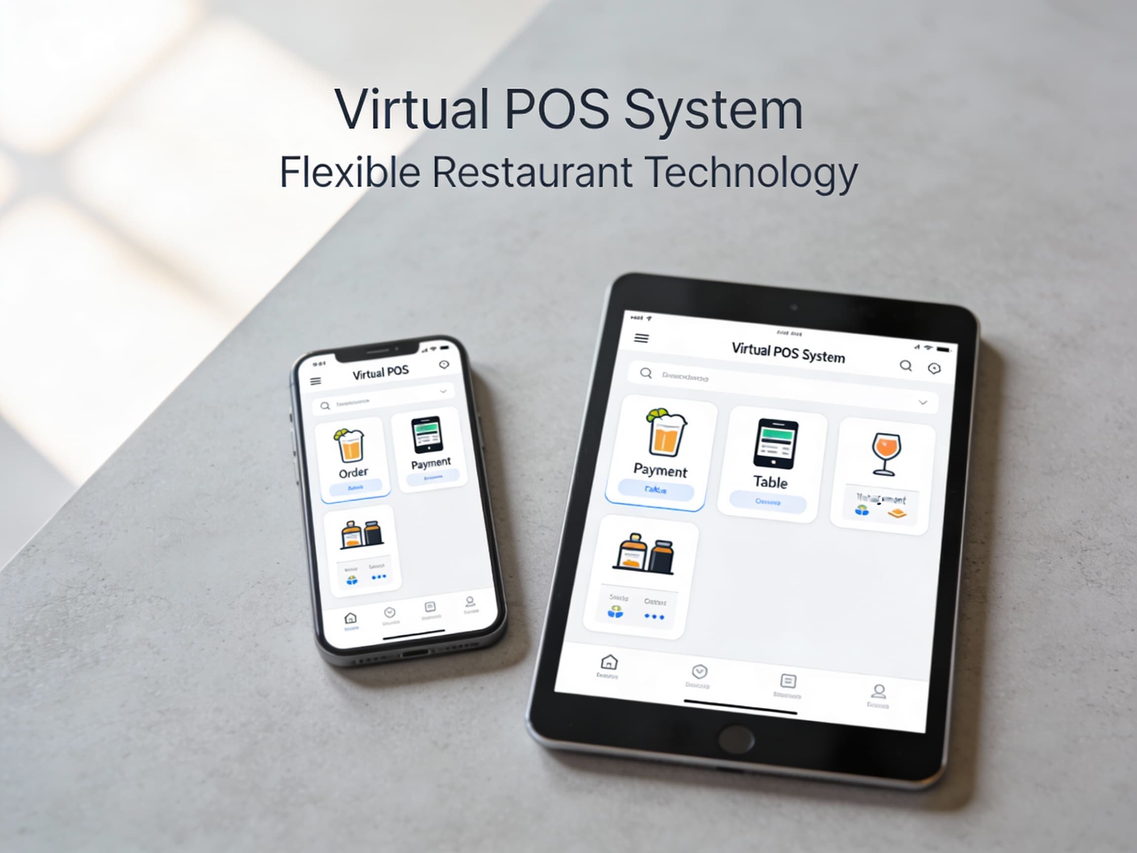 Server taking a tableside order on a tablet with Tableside Virtual POS